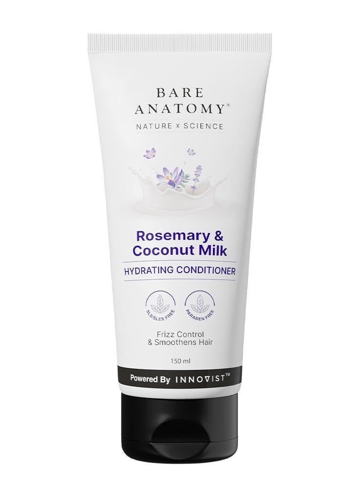 BARE ANATOMY Bare Anatomy Nature x Science Rosemary & Coconut Milk Hydrating Conditioner | Natural conditioner for dry, dull & frizzy hair | SLS & Paraben Free | Conditioner for Women & Men | 150mL  - Image 1