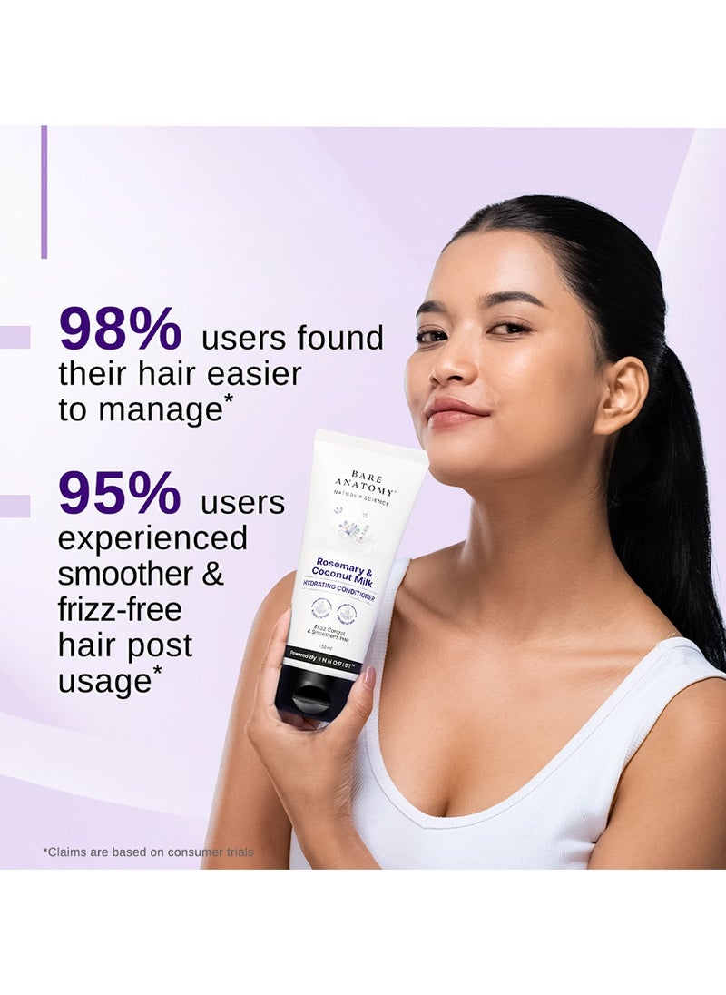 BARE ANATOMY Bare Anatomy Nature x Science Rosemary & Coconut Milk Hydrating Conditioner | Natural conditioner for dry, dull & frizzy hair | SLS & Paraben Free | Conditioner for Women & Men | 150mL  - Image 2