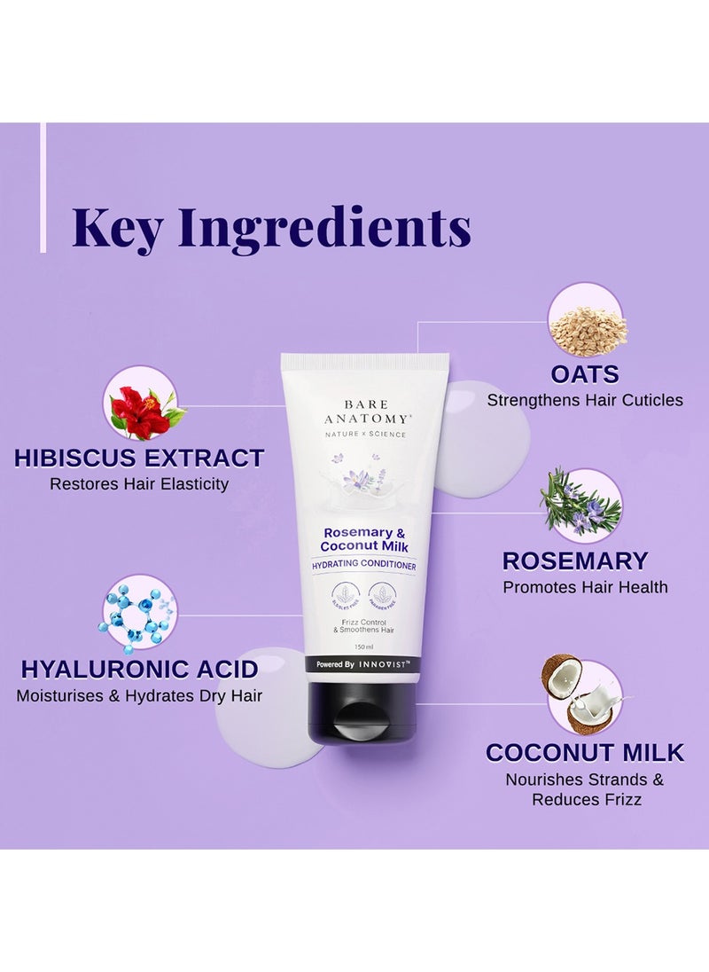 BARE ANATOMY Bare Anatomy Nature x Science Rosemary & Coconut Milk Hydrating Conditioner | Natural conditioner for dry, dull & frizzy hair | SLS & Paraben Free | Conditioner for Women & Men | 150mL  - Image 4