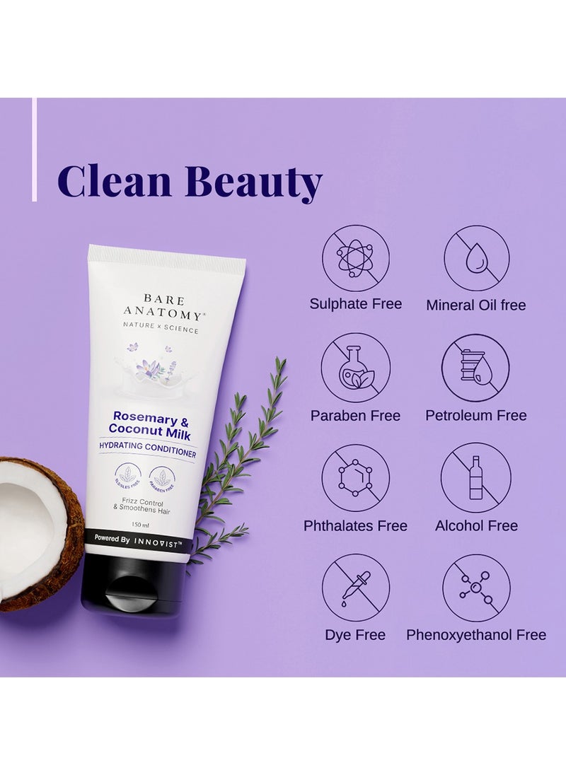 BARE ANATOMY Bare Anatomy Nature x Science Rosemary & Coconut Milk Hydrating Conditioner | Natural conditioner for dry, dull & frizzy hair | SLS & Paraben Free | Conditioner for Women & Men | 150mL  - Image 5