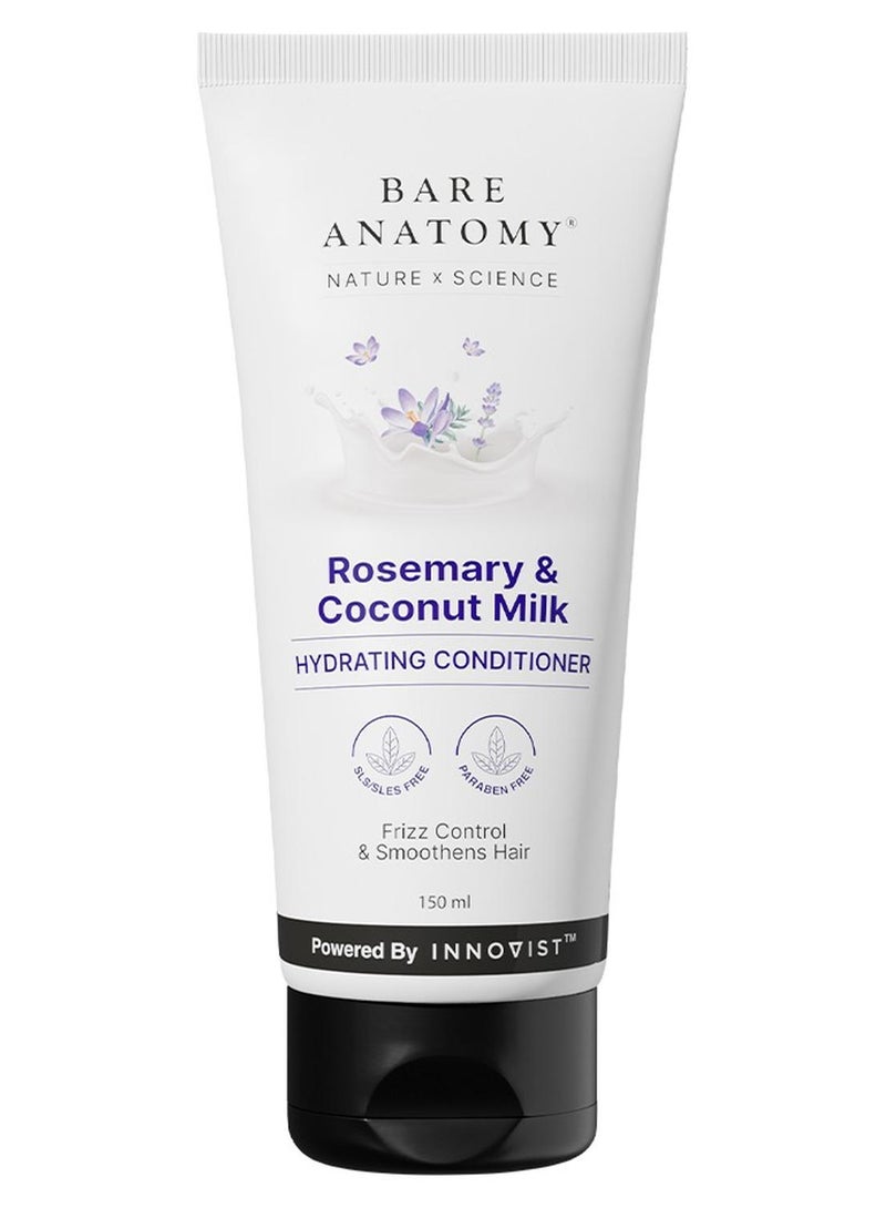 BARE ANATOMY Nature x Science Rosemary & Coconut Milk Hydrating Conditioner | Natural conditioner for dry, dull & frizzy hair | SLS & Paraben Free | Conditioner for Women & Men | 150mL - Image 1