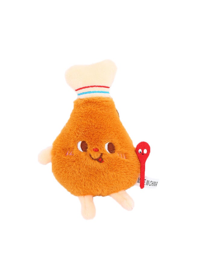 Cartoon Plush Burger Fries Hot Dog Chicken Leg Keychain Pendant Doll Doll Machine Doll Gift Toy Wholesale-Specifications:12cm Chicken Leg-Color:Silver Key Ring - Image 1