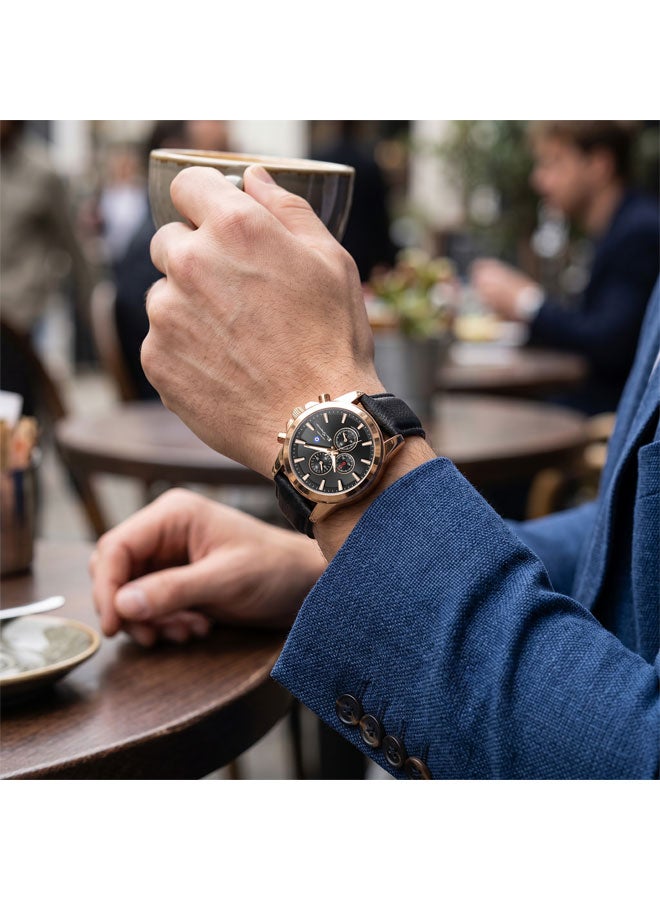 Ben Sherman Oxford Black Dial Brown Genuine Leather Strap Chronograph Watch for Men, 44mm - Image 5