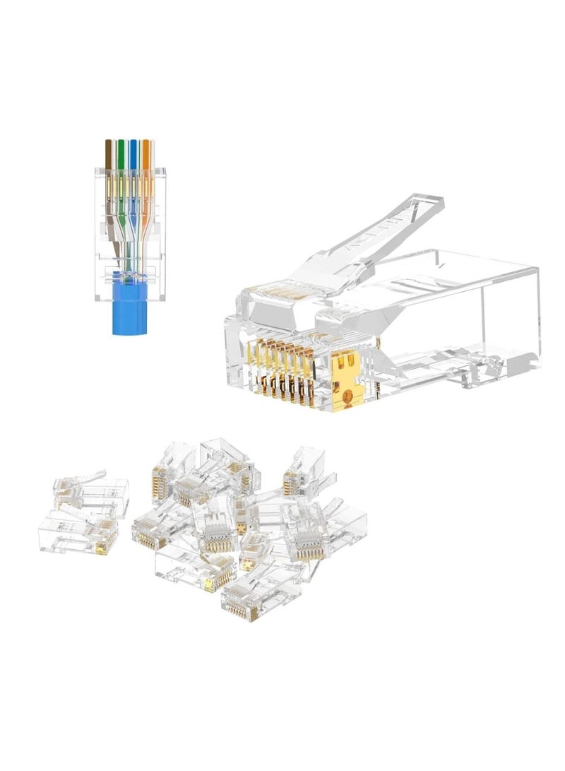 Ntech Cat6 RJ45 Ends Cat6 Connector Cat6 / Cat5e RJ45 Connector Ethernet Cable Crimp Connectors UTP Network Plug for Solid Wire and Standard Cable 100-Pack - Image 1
