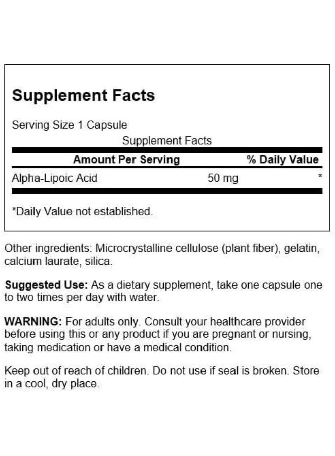 Swanson Alpha Lipoic Acid 50 Mg 120 Capsules - Image 2