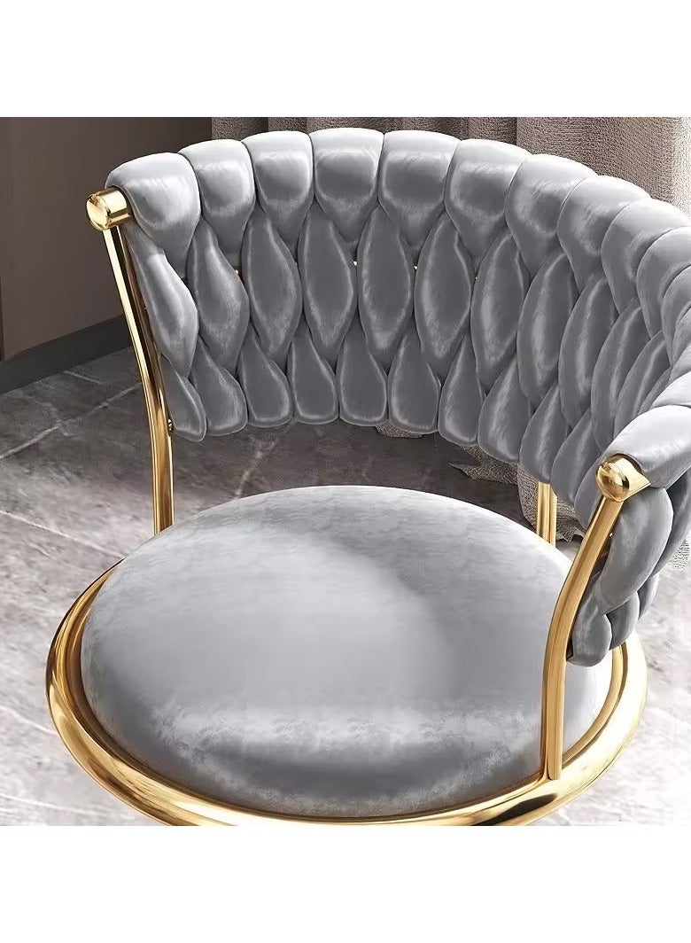 DubaiGallery Velvet Swivel Bar Stools, Adjustable Counter Height Bar Stool with Woven Back, Upholstered Kitchen Dining Chairs, Modern Barstools for Kitchen Island, Cafe, Pub, Bar Counter - Image 3