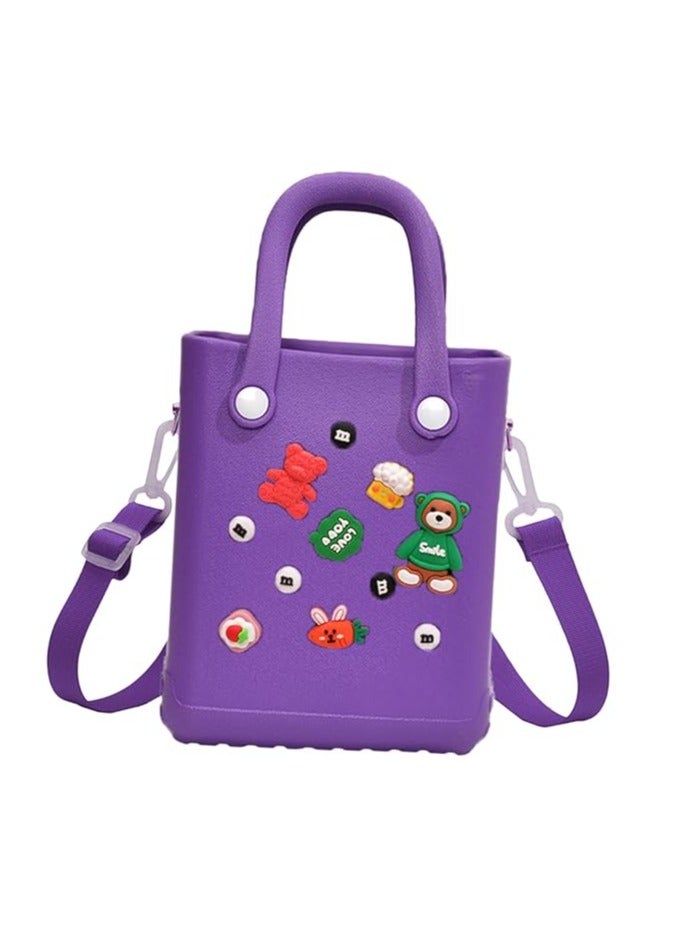 حقيبة يد نسائية بحزام قابل للتعديل للعطلات والسفر في الهواء الطلق، بنفسجية - Image 1