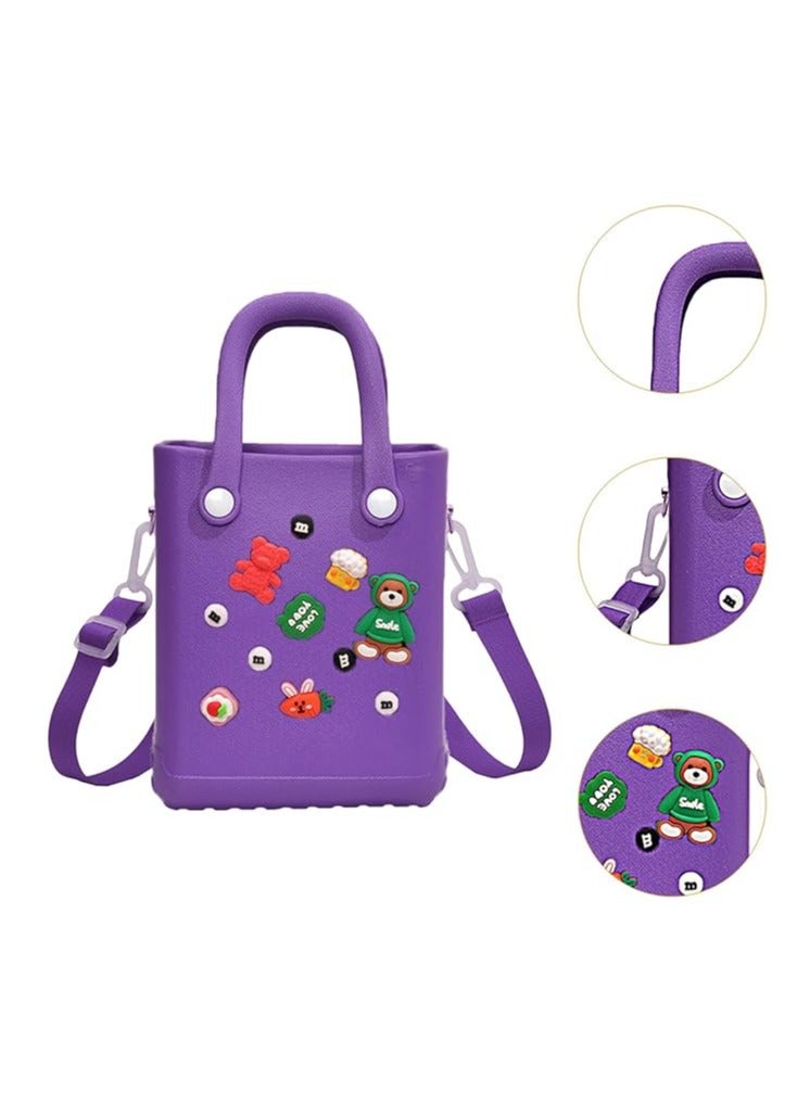 حقيبة يد نسائية بحزام قابل للتعديل للعطلات والسفر في الهواء الطلق، بنفسجية - Image 5