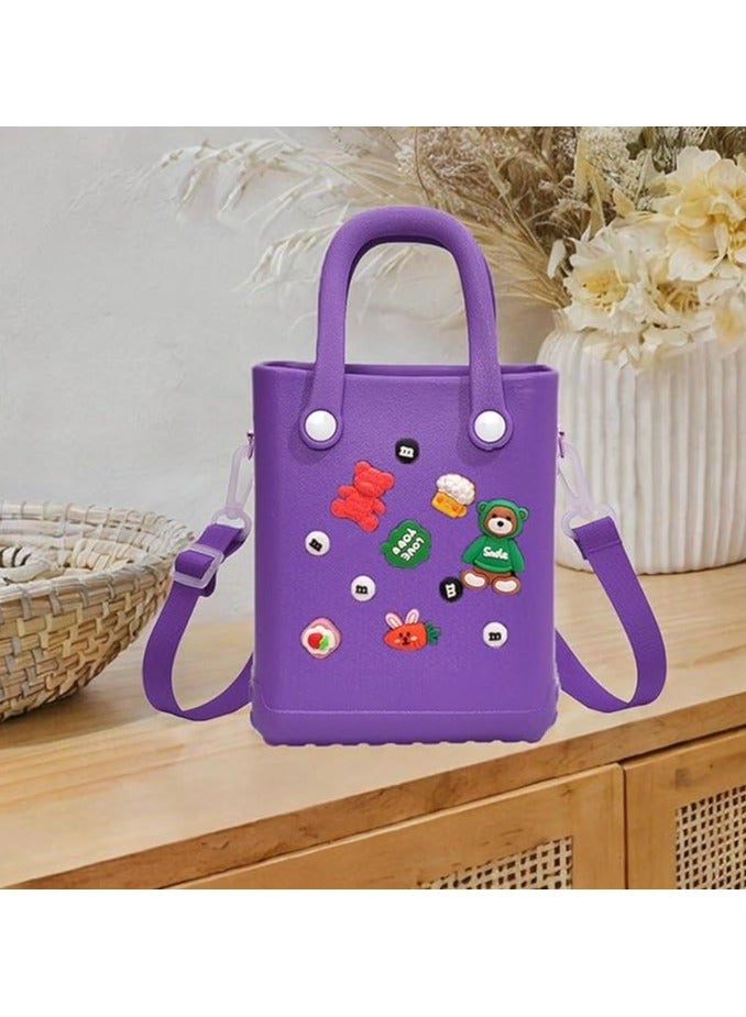 حقيبة يد نسائية بحزام قابل للتعديل للعطلات والسفر في الهواء الطلق، بنفسجية - Image 4