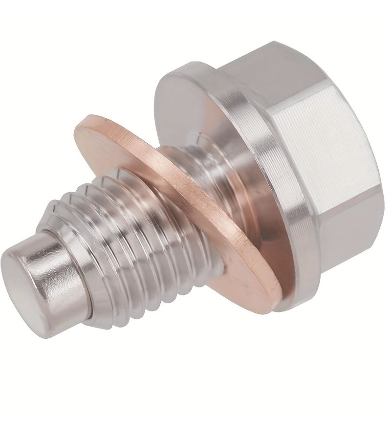 Stainless Steel Magnetic Oil Drain Plug M12 X 1 25 With Red Copper Washer Gasket For Select Toyota Lexus Honda Nissan Infiniti Ford GM Hyundai KIA Models Vehicle Repair Automotive Parts Precision Fit Durable Design - Image 5