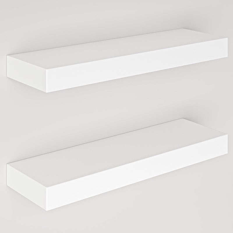 AsolBD Floating Shelves, Wall Shelves for Bedroom/Living Room/Bathroom/Kitchen Decor, wall shelf with Invisible Brackets Set of 2, 120 x 25 x 3.8 CM (White, 120CM) - Image 1