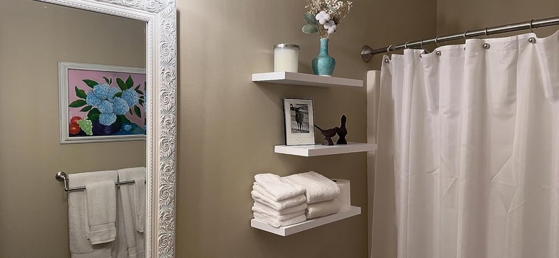 AsolBD Floating Shelves, Wall Shelves for Bedroom/Living Room/Bathroom/Kitchen Decor, wall shelf with Invisible Brackets Set of 2, 120 x 25 x 3.8 CM (White, 120CM) - Image 4