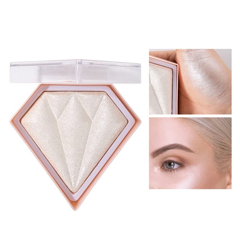 AKARY Face Glitter Blush Pink Shimmer Highlighter Blusher Powder Makeup Cosmetics Facial Contour Corrector Shine Rouge (#01 Pearl White) - Image 1