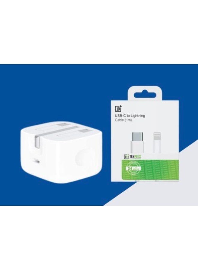 تنبلس شاحن ايفون سريع 20 وات | شاحن حائط USB C سريع مع كابل USB C إلى Lightning متوافق مع iPhone 14/14 Pro/14 Pro Max/13/12/SE2020/11/XR/XS Max/X/iPad - Image 2