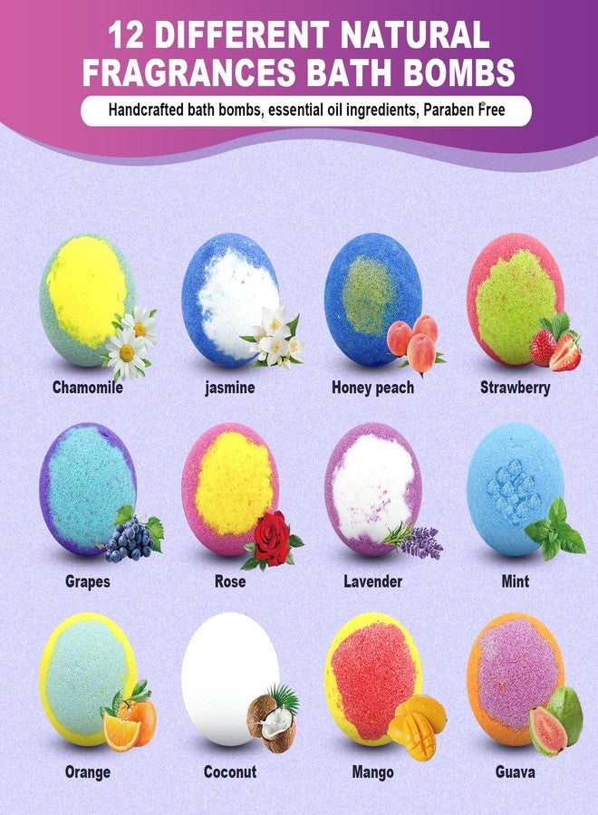 MURAN SHOWER Bath Bombs for Women Gift Set 12 Pack Natural Relaxing Bath Bombs for Her，Aromatherapy Bubble Bath & Fizzy, Handmade Birthday Easter Basket Gifts for her Gifts idea for Wife/Teens, Girlfriend,Kids - Image 2