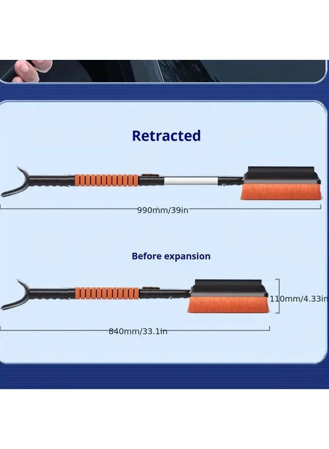 Orange Three Piece Snow Shovel Set Detachable Portable With Ice Scraper Adjustable Lightweight - Image 5