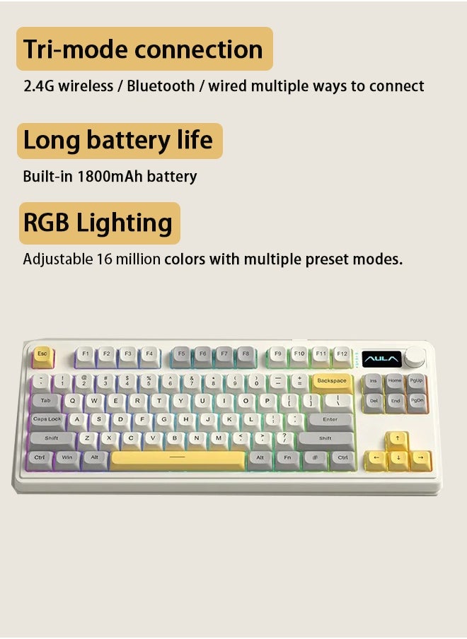 S3187 Wireless Mechanical Keyboard the third mock examination Bluetooth RGB Mute Design Multi device Switching Ultra Long Endurance Games Office Dual Use Lightweight Portable