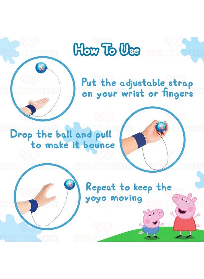 Wembley Peppa Pig Yo Yo Ball for Boys Girls Kids Activity Toy with Adjustable Wrist Band LED Light Playset Bounce Ball Return Gift/Birthday Gift - Random Colors - Image 2
