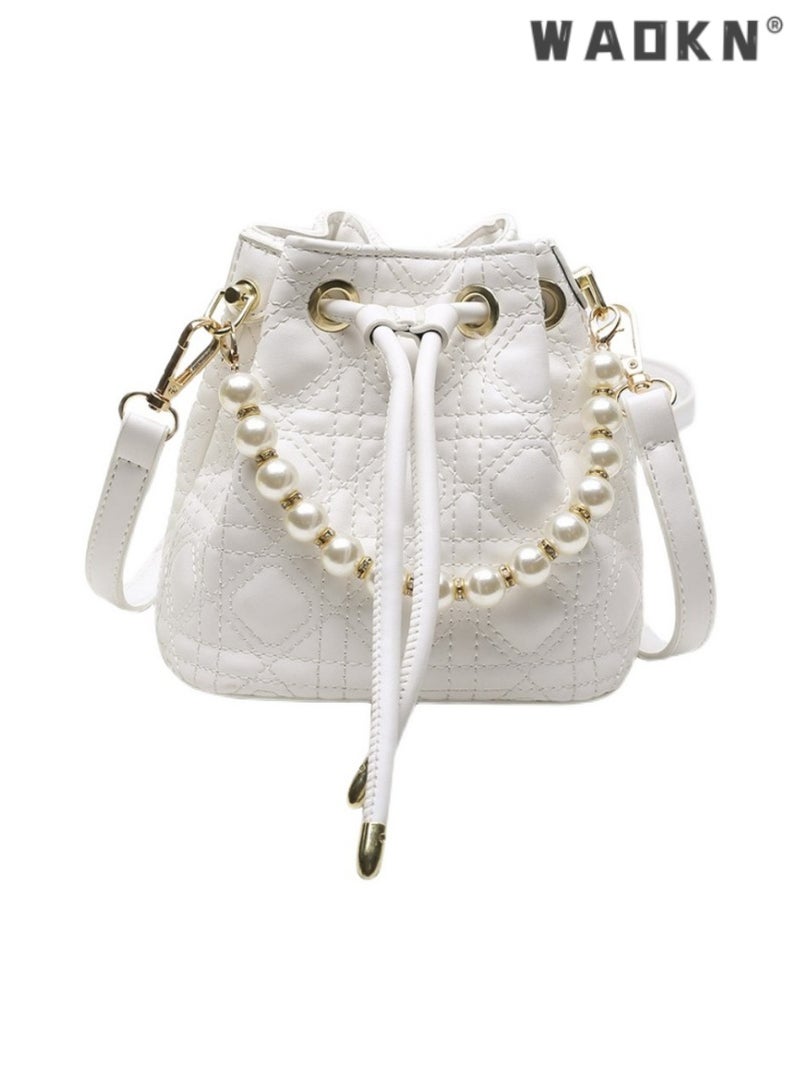 WAOKN Elegant White PU Leather Women's Bag, Multi-Functional Crossbody and Shoulder Bag, Exquisite Craftsmanship, Compact Size, Ideal for Daily Use and Special Occasions, Timeless Style  - Image 1