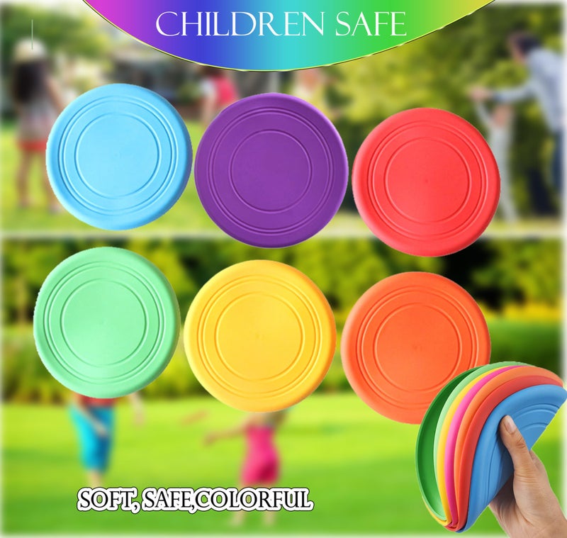 SUHEEUS Kids Flying Disc Toy Outdoor Playing Lawn Game Disk Flyer for Kindergarten Teaching Soft Silicone Colorful 6 Pack Bulk Set - Image 2