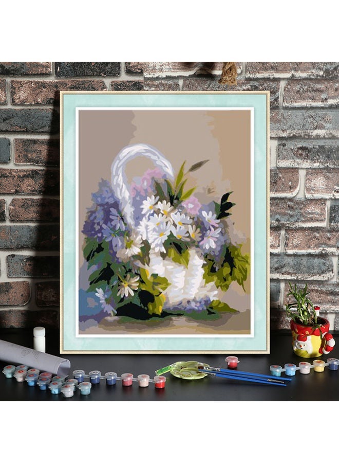 NIBEMINENT Beautiful Flower Pattern DIY Paint By Number Oil Painting On Canvas Kit Multicolour - Image 2