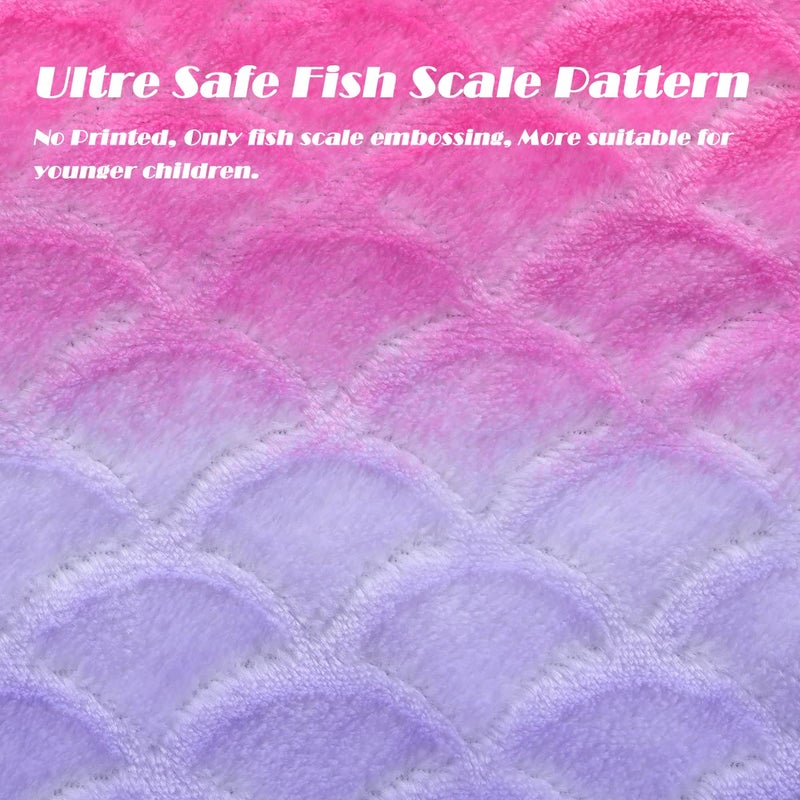 VHOME Kids Mermaid Blanket Gifts - Warm Living Room Sofa Blanket Children Cuddly Blankets for Birthday Gift (K1-Pink, Kids 47'' x 19'') - Image 5