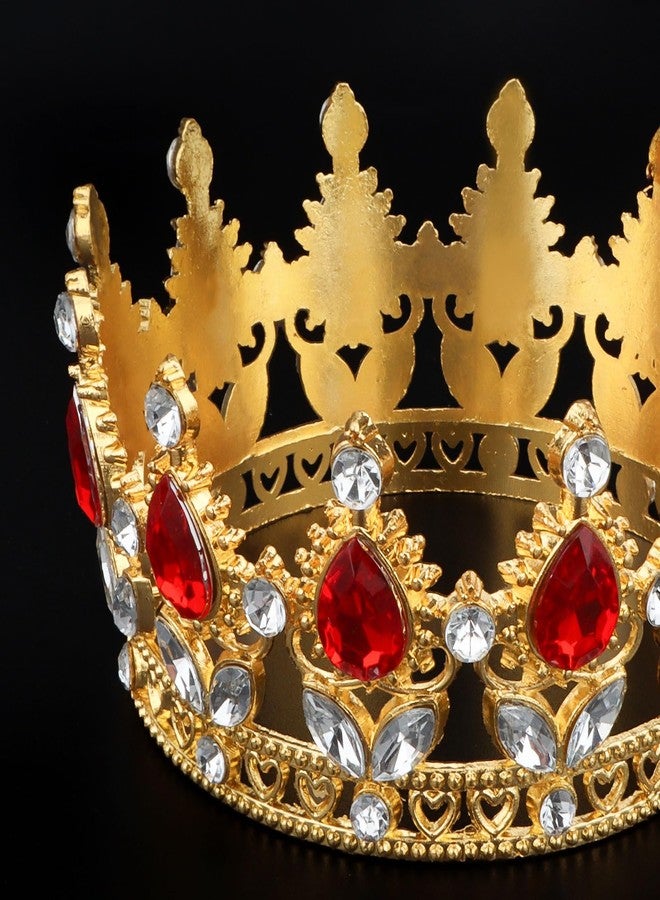 BAHABY Crown Cake Topper Happy Birthday Cake Toppers Wedding Cake Toppers Mini Crowns for Flower Bouquets Party Decorations (Gold Red) - Image 4