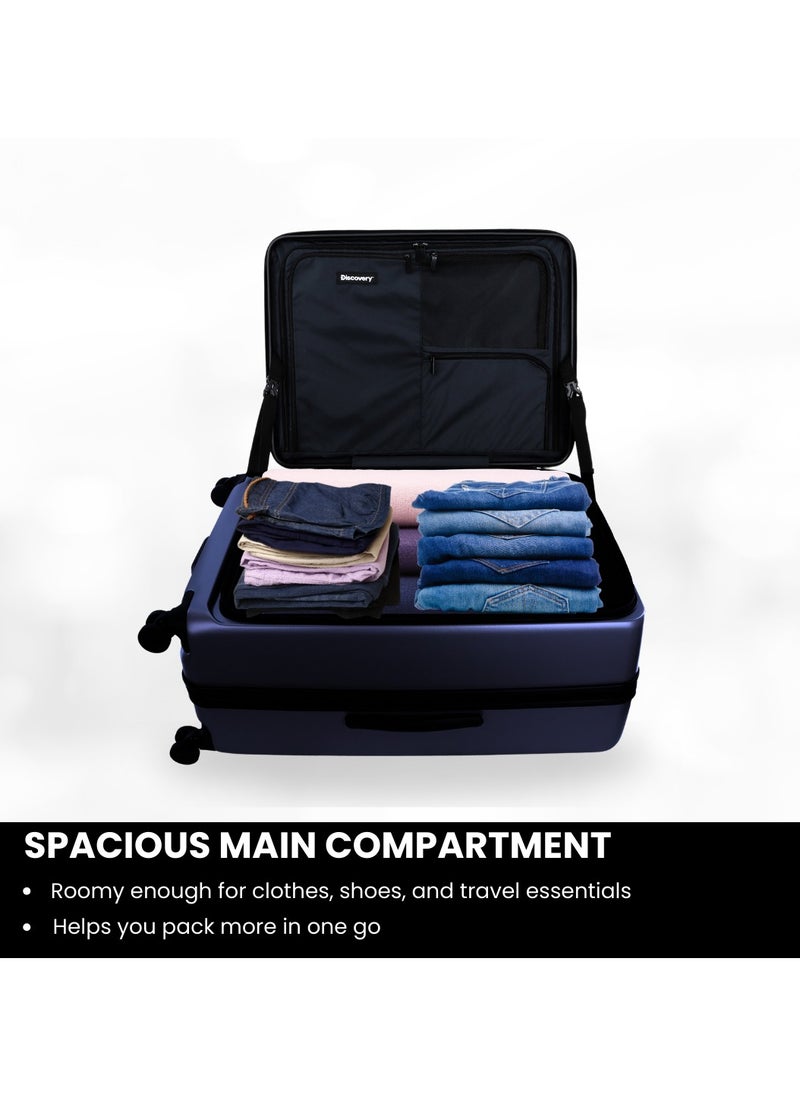 Discovery Patrol Hardside  20" Carry-On Small Cabin Business Travel Suitcase/ Front Open Laptop Compartment, 100% PC Lightweight Hard Shell Luggage, 4 Double Wheel, TSA Lock Trolley Bag Metallic Blue. - pzsku/Z9C4AEEB8D57FDEEA0361Z/45/_/1727696949/3302649a-fb8e-49d3-8df3-7fb75e6b732d