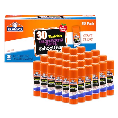 ELMER'S Elmers Disappearing Purple School Glue Sticks Washable 22 Grams 30 Count Classroom Essentials Arts Crafts 1 Teacher Brand - Image 1