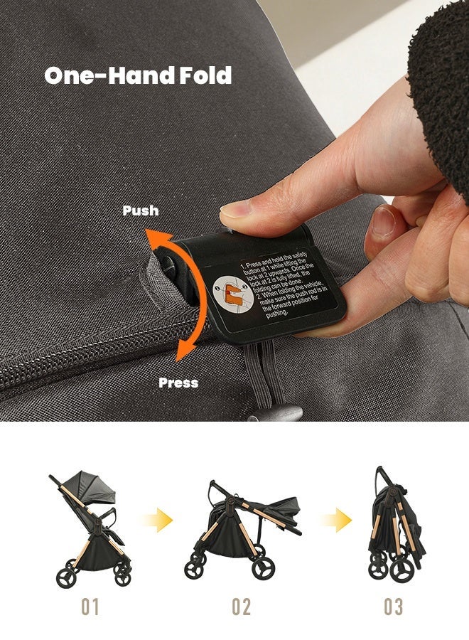 hibobi Baby Stroller - Lightweight Foldable Travel Pram with Reversible Seat for Newborn to 4 Years - Image 4