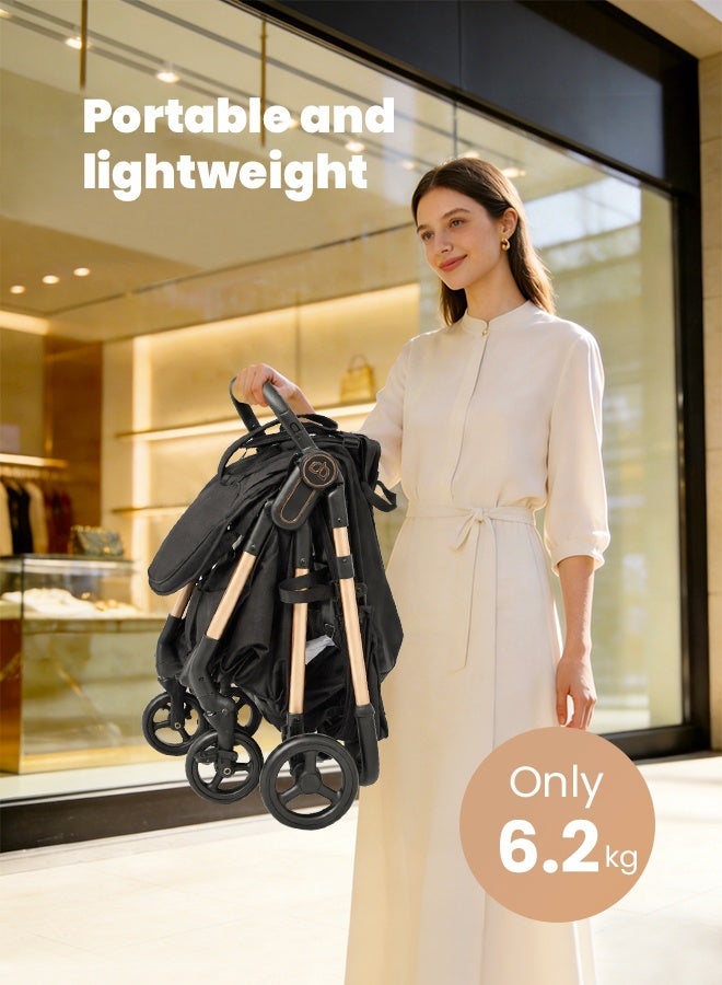 hibobi Baby Stroller - Lightweight Foldable Travel Pram with Reversible Seat for Newborn to 4 Years - Image 3