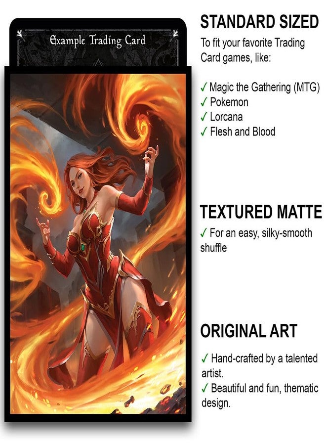Fantasy North - Keara Hayes - Fire Mage - 100 Textured Matte TCG Card Sleeves - Fits Magic MTG Commander Pokemon and Other Card Games - Playing Card Sleeves - Image 2
