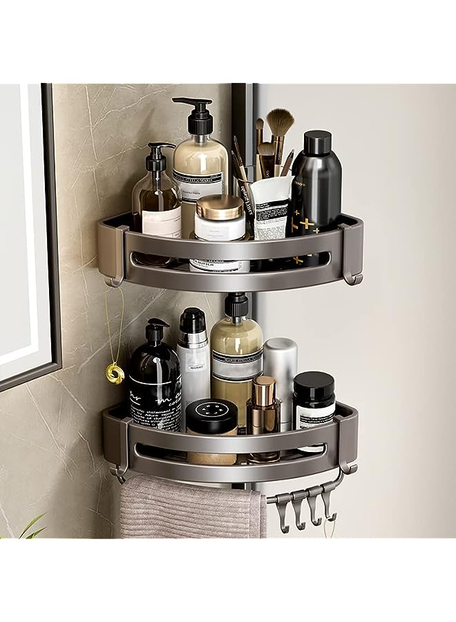 Raxoom Corner Shelf Bathroom Shower Organizer-2 Pack: No Drilling Corner Storage Shower Shelf with Hooks– Upgraded Bathroom Storage Organizer Shelf, Premium Corner Shower Caddy, Bathroom Accessories - Image 1