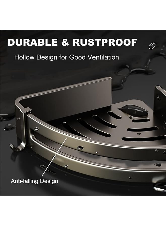 Raxoom Corner Shelf Bathroom Shower Organizer-2 Pack: No Drilling Corner Storage Shower Shelf with Hooks– Upgraded Bathroom Storage Organizer Shelf, Premium Corner Shower Caddy, Bathroom Accessories - Image 4