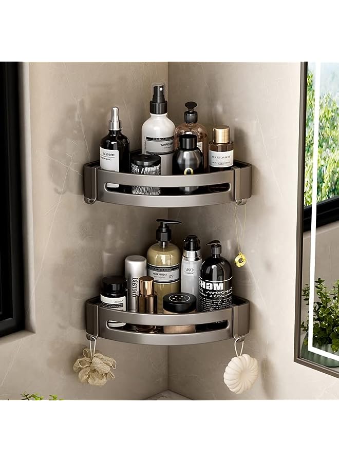 Raxoom Corner Shelf Bathroom Shower Organizer-2 Pack: No Drilling Corner Storage Shower Shelf with Hooks– Upgraded Bathroom Storage Organizer Shelf, Premium Corner Shower Caddy, Bathroom Accessories - Image 5