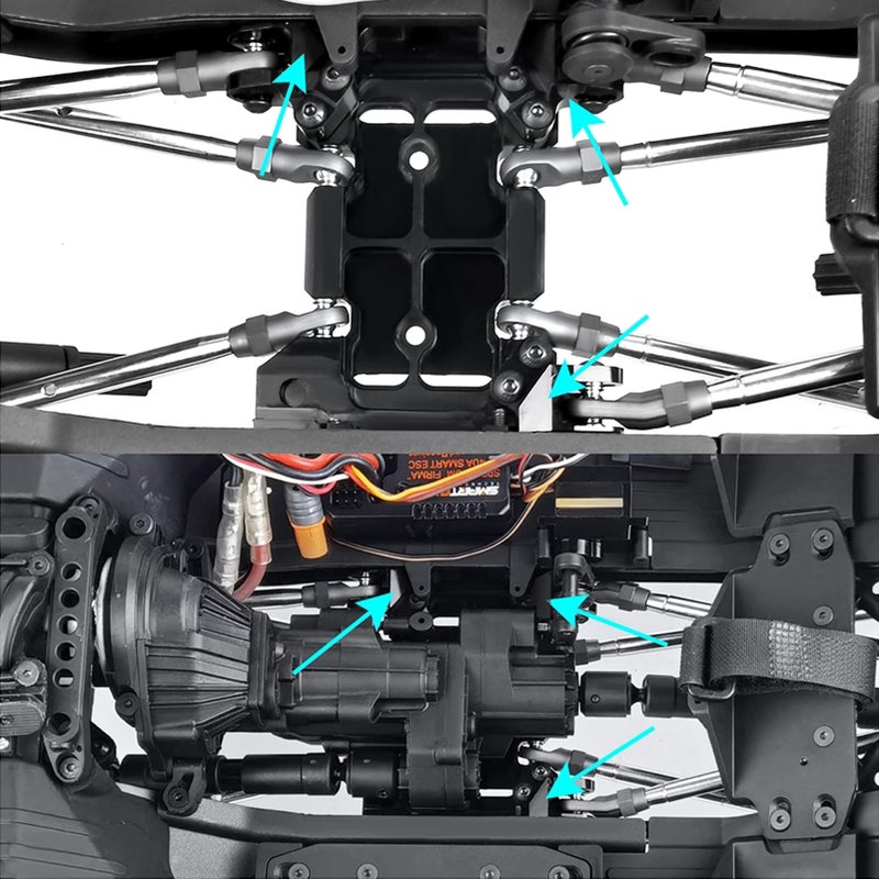 Metal Upper Center Link Mounts Replacement for Axial SCX10 III AXI03007 1/10 RC Crawler Car Upgrade Parts (Black) - Image 2
