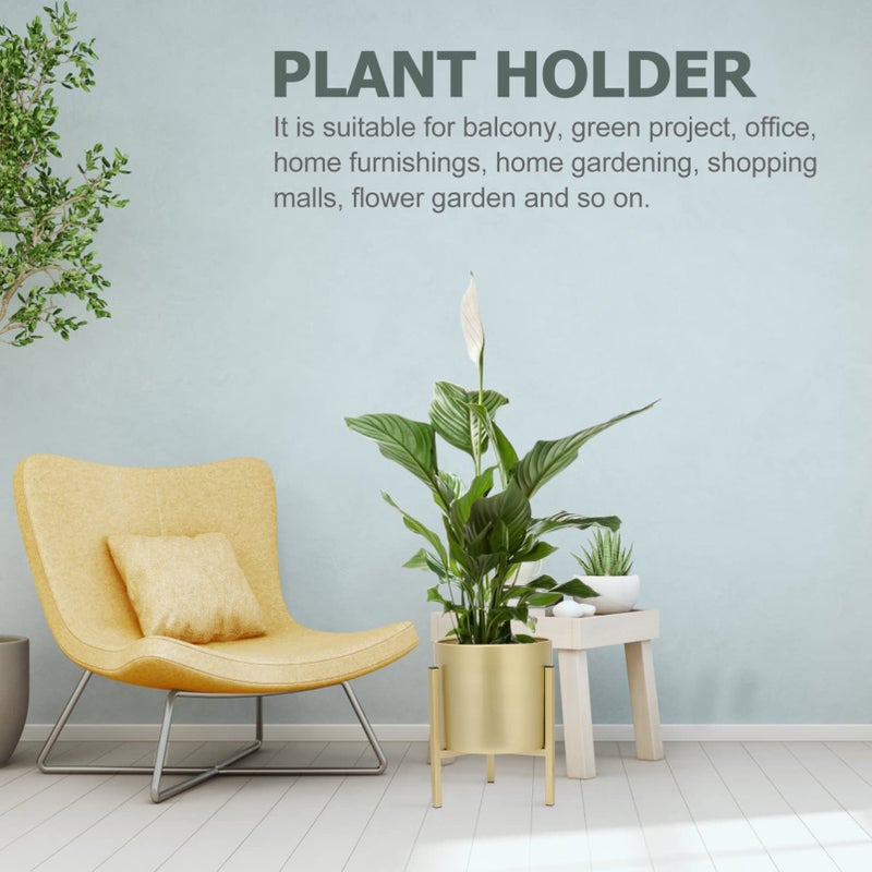 HANABASS Gold Plant Stand for Indoor Plants - 10 Inch Round Metal Planter Pot with Iron Floor Stand, Modern Flower Pot for Living Room, Home Decor - Image 3