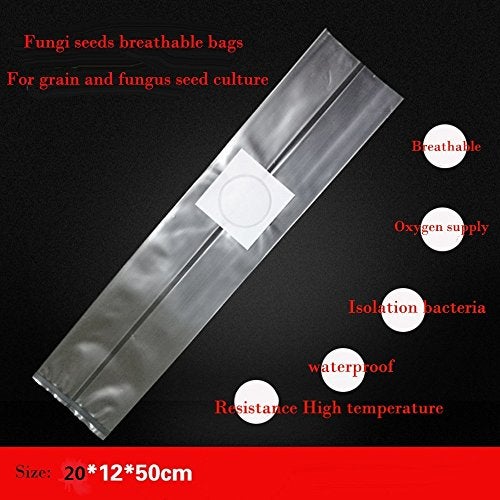 SUCOHANS Mushroom Bags,Mushroom Grow Bag Farm-Mushroom Spawn Bags Sealable Spawn Myco Bags,Large Size 8" X 5" X 19",0.5 Micron Filter, 3 Mil Polypropylene,for Su,for Substrate Autoclavable Mushroom Cultivation - Image 3