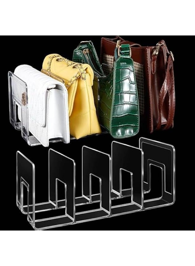 TRASSLE 2 Pcs Plastic Divided Purse Organizer, 13 x 6 x 5 Inches Clear Handbag Storage Organizer, Desk File Sorter Stand Holder, Suitable for Closets, Bedrooms, Dressers Desk File - Image 1