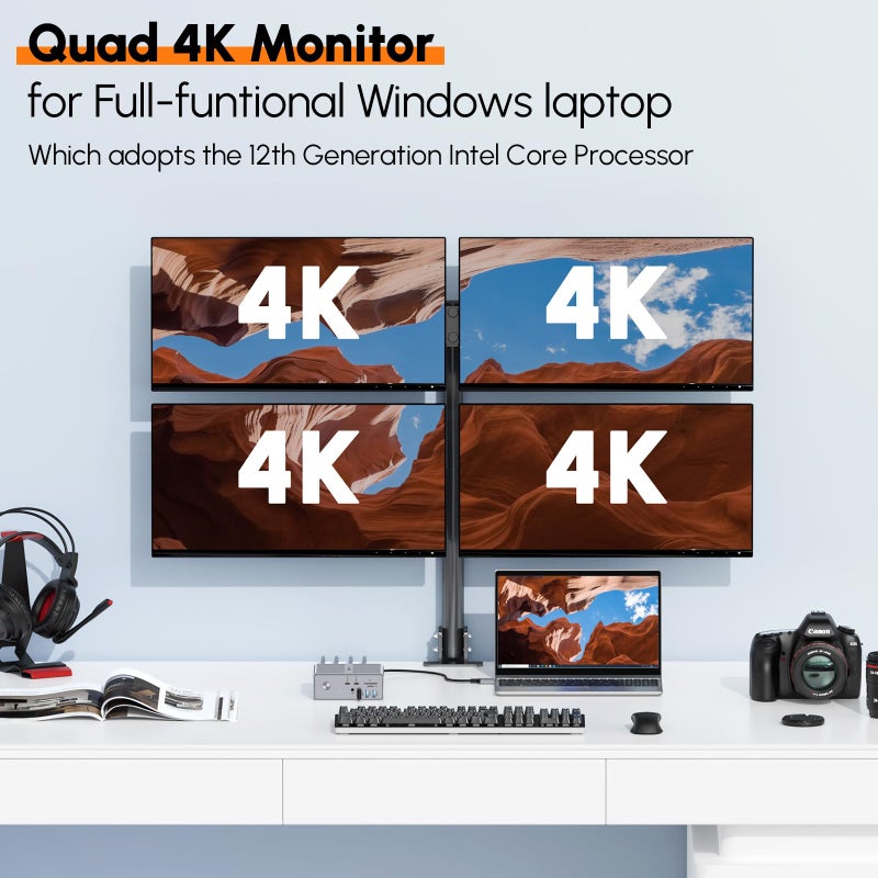 TOBENONE محطة توصيل توبين ون DisplayLink لشاشة ثلاثية مع محول طاقة 120 واط، عرض ثلاثي 4K لجهاز MacBook Pro/Air، Thunderbolt 4/3، USB-C ويندوز (3X HDMI، 3X DisplayPort، 2xUSB-C، 4xUSB 3.2، SD/TF) - Image 4
