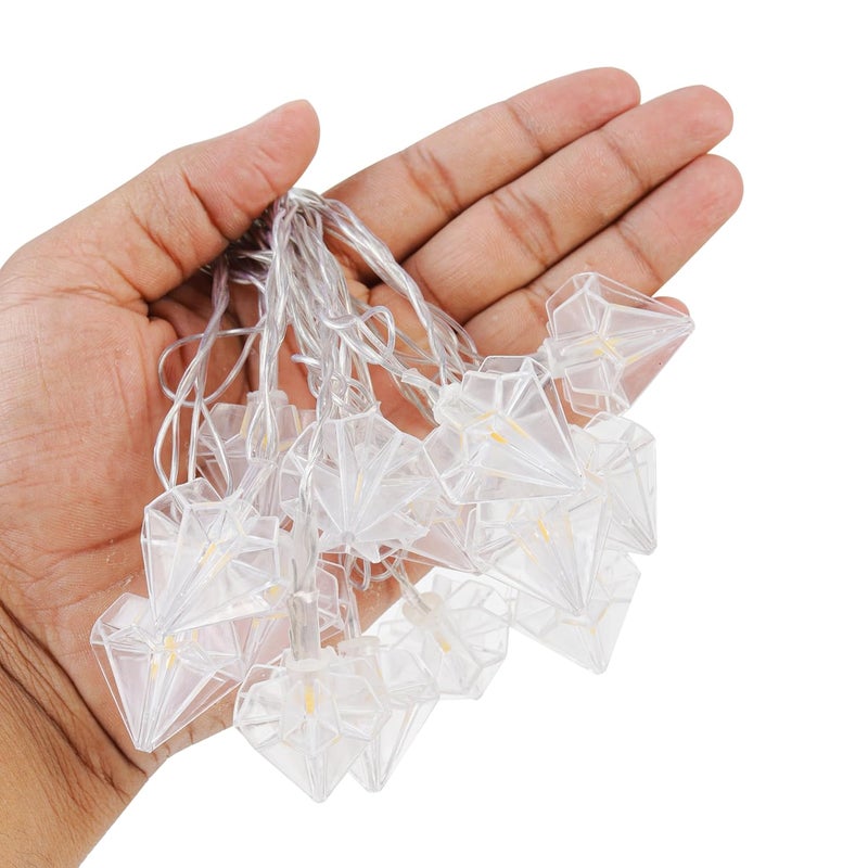 Lexton Lexton Fairy 14 Diamond Shape LED String Light 14 LED Plug Sourced 4 Meter Long Suitable for Diwali Birthday Festival Wedding Party Patio Lawn Restaurants Pack of 1 Warm White  - Image 5