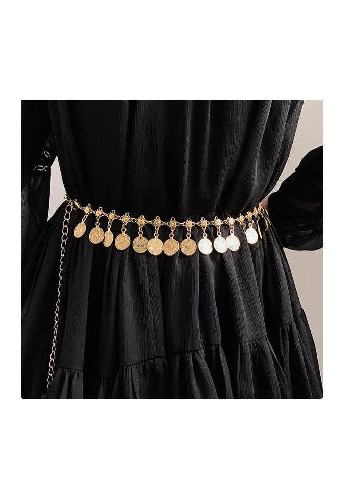 Generic Versatile Decoration Long Tassel Coin Retro Style Waist Chain  - Image 1