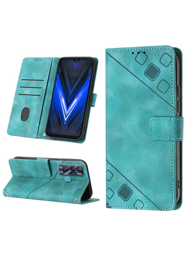 HuHa Case Cover For For Tecno Pova Neo Skin-feel Embossed Leather Phone Case(Green) 