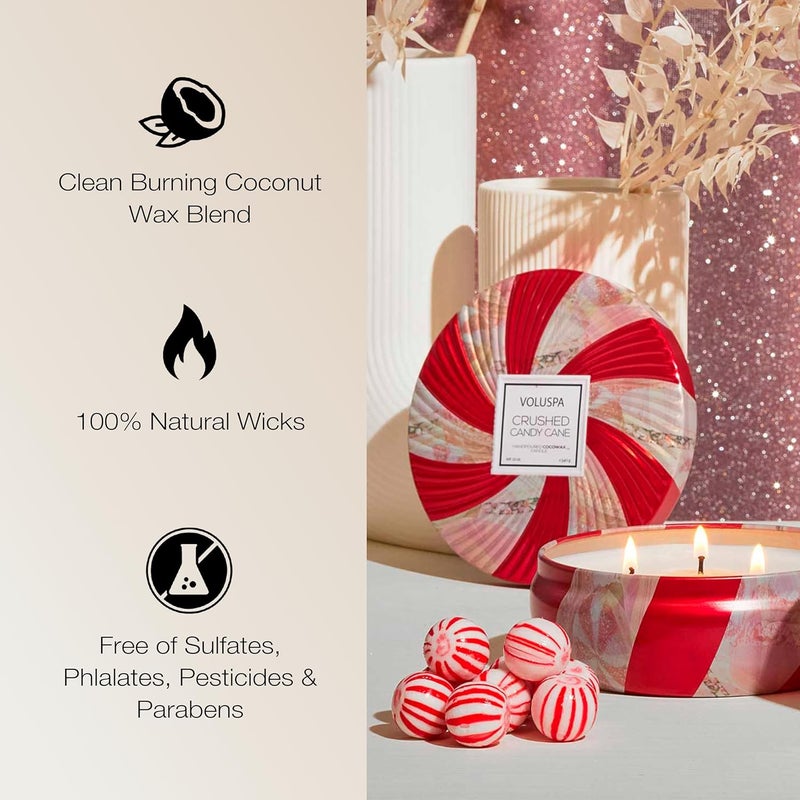 Voluspa Crushed Candy Cane 3 Wick Candle - Image 4