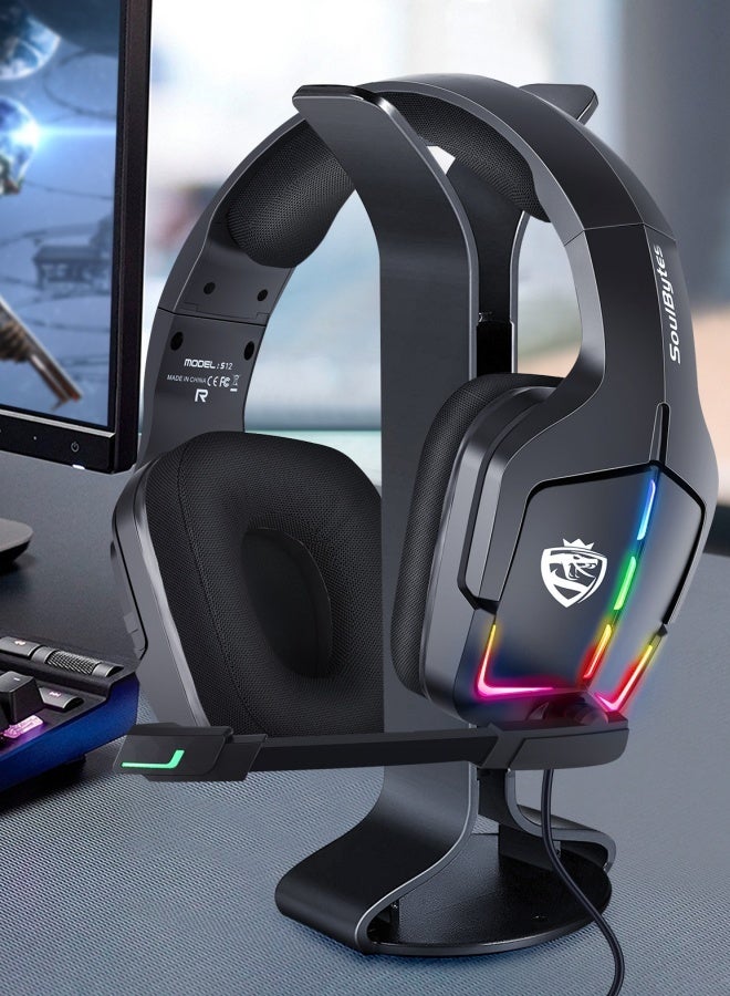 SoulBytes Gaming Headset Wired with Mic, LED Light, Stereo Surround Sound, Soft Memory Earmuffs, Noise Cancelling Over-Ear - Compatible for PS4, PS5, Xbox One, Xbox Series, Nintendo Switch, PC - Image 1