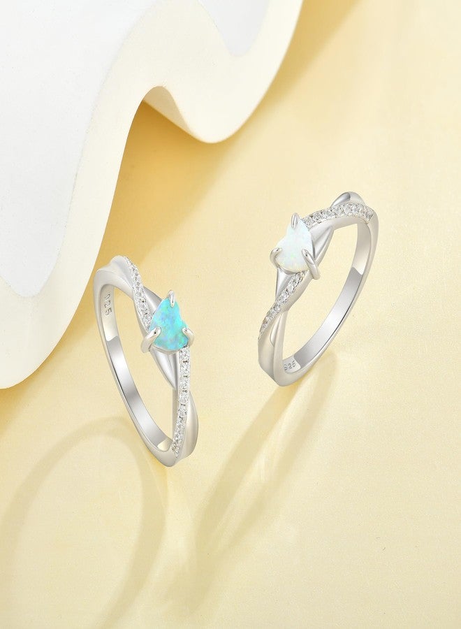 YL 925 Sterling Silver Engagement Rings 5MM Heart Cut Created Green Opal Infinity Band for Women-size8 - Image 4