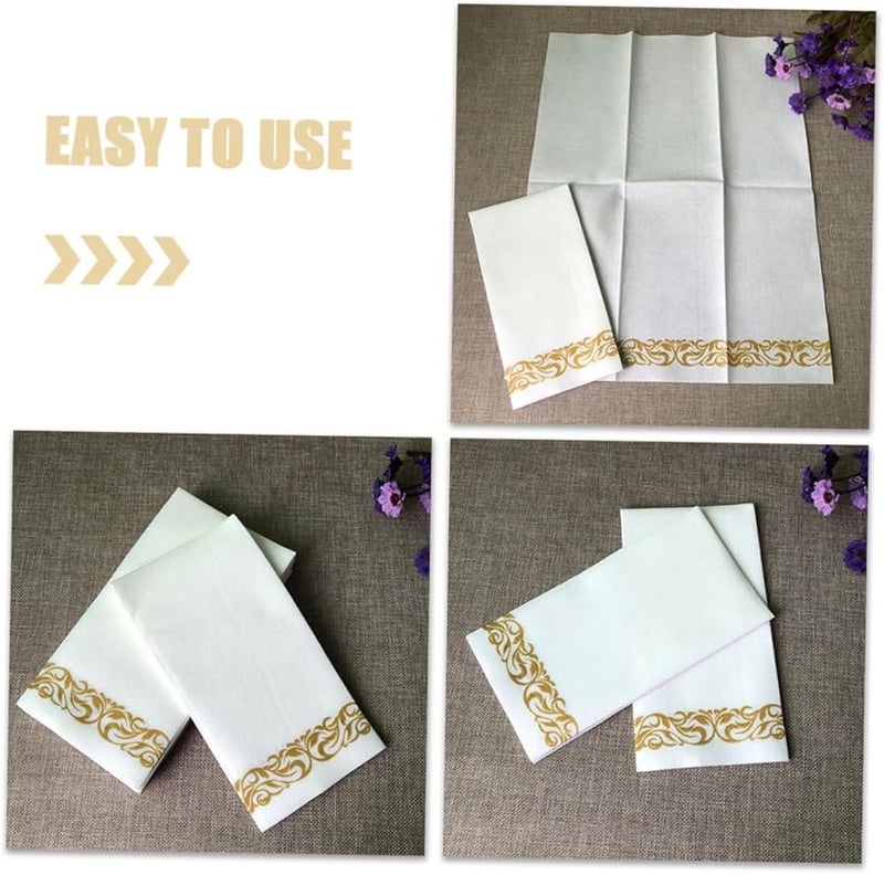 Gold Printed Disposable Cocktail Napkins 50 Pcs Hotel Quality For Party Wedding Decor - Image 4