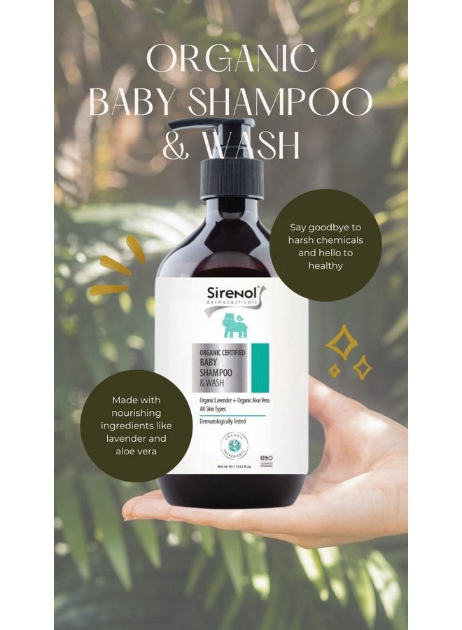 Sirenol شامبو وغسول الجسم العضوي للأطفال من سيرينول - معتمد من كوزموس، تم اختباره من قبل أطباء الجلدية، تركيبة طبيعية لفك التشابك، للشعر الحساس واللا يسبب الدموع، مكونات نظيفة، 13.5 أونصة - Image 3