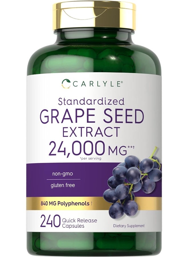 بذور العنب 16000 مجم خلاصة موحدة القوة القصوى - 240 كبسولة - Image 1