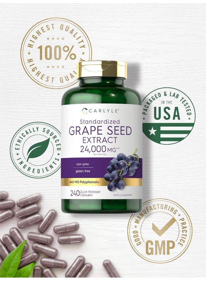 بذور العنب 16000 مجم خلاصة موحدة القوة القصوى - 240 كبسولة - Image 5